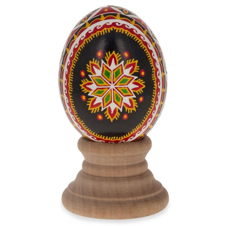 Eggshell Star Authentic Blown Real Eggshell Ukrainian Easter Egg Pysanka in Red color Oval