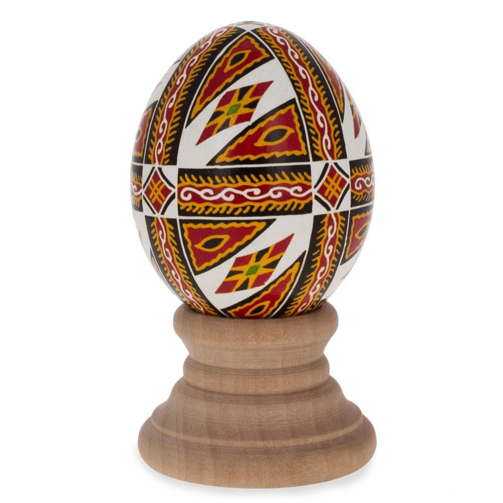 Authentic Blown Real Eggshell Ukrainian Easter Egg Pysanka in Red color Oval
