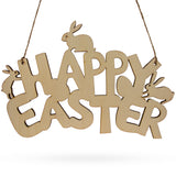 Happy Easter Unfinished Wooden Wall Sign 8.1 Inches in Blue color, Oval shape