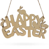 Happy Easter Unfinished Wooden Wall Sign 8.1 Inches in Blue color Oval