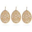 Set of 3 Easter Egg Unfinished Wooden Flowers Ornament 3.15 Inches in Blue color Rectangular
