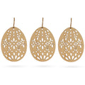 Set of 3 Easter Egg Unfinished Wooden Flowers Ornament 3.15 Inches in Blue color Oval