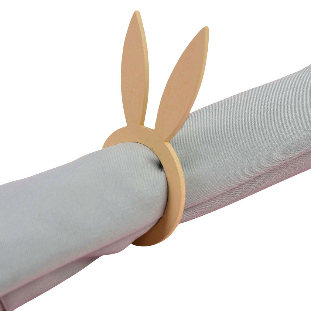 Set of 10 Easter Rabbit Wooden Napkin Rings Unfinished Wooden Bunny Shape Craft , dimensions in inches: 1.95 x 1.95 x 1.95