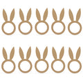 Set of 10 Easter Rabbit Wooden Napkin Rings Unfinished Wooden Bunny Shape Craft in Beige color