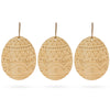 Wood Set of 3 Easter Egg Unfinished Wooden Ornament 4.3 Inches in Blue color Oval