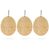 Set of 3 Easter Egg Unfinished Wooden Ornament 4.3 Inches in Blue color, Oval shape