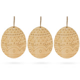 Wood Set of 3 Easter Egg Unfinished Wooden Ornament 4.3 Inches in Blue color Oval