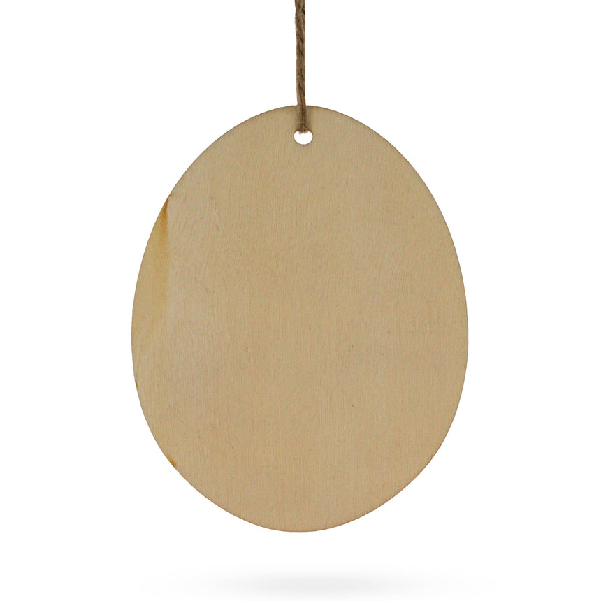 Set of 3 Easter Egg Unfinished Wooden Flowers Ornament 3.15 Inches , dimensions in inches: 3.15 x 2.35 x 0.1