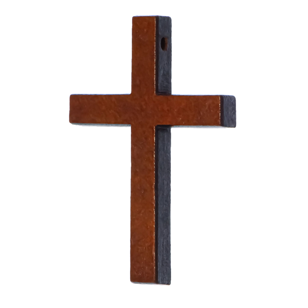 Small Wooden Cross Pendant 1.68 Inches in Brown color