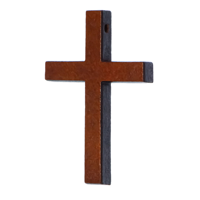 Small Wooden Cross Pendant for Necklace 1.68 Inches in Brown color