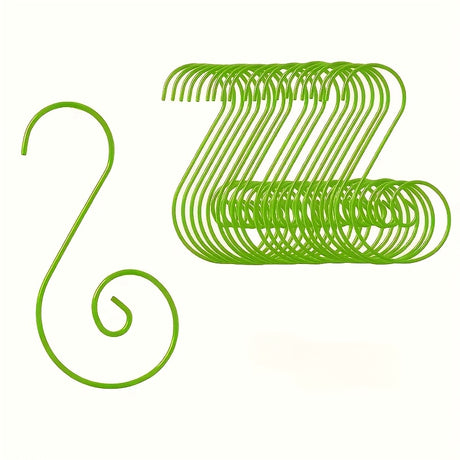 Set of 20 Green Metal Wire Spiral Christmas Ornaments Hooks Hangers S-Shaped 1.96 Inches in Green color