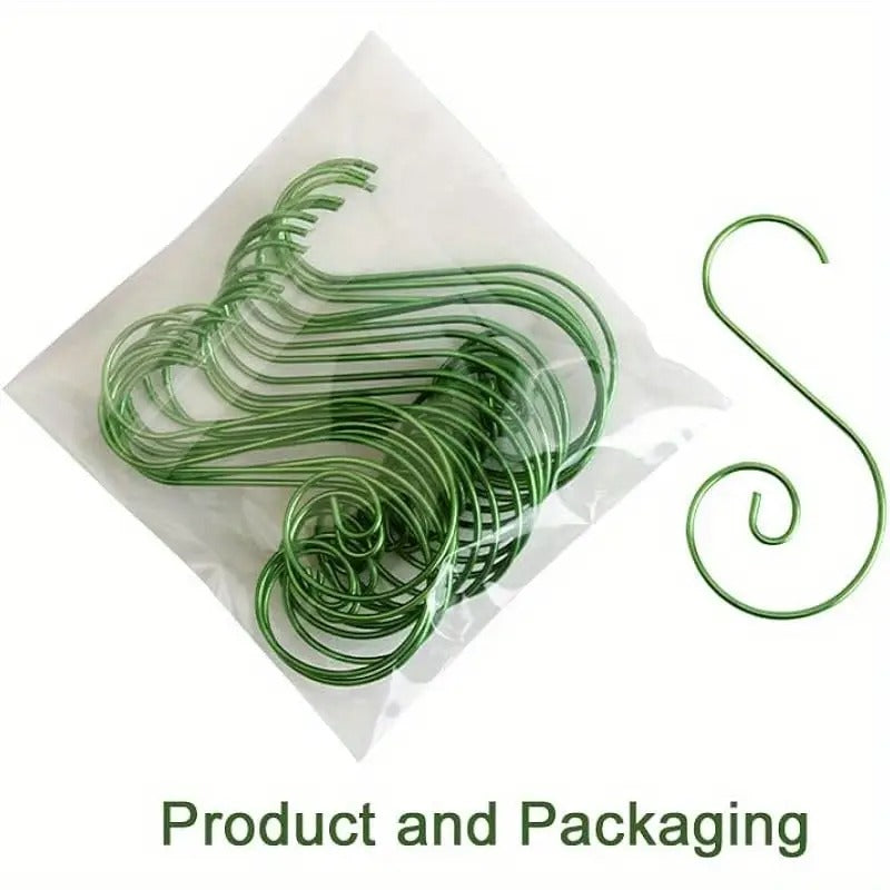 Set of 20 Red Metal Wire Spiral Christmas Ornaments Hooks Hangers S-Shaped 1.96 Inches