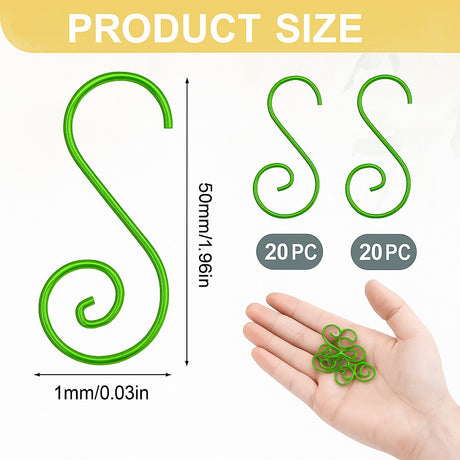 Shop Set of 20 Green Metal Wire Spiral Christmas Ornaments Hooks Hangers S-Shaped 1.96 Inches. Buy Hooks Green   for Sale by Online Gift Shop BestPysanky ornament hooks green s hooks christmas tree hooks metal ornament hangers holiday decoration hooks reusable ornament holders spiral hooks for ornaments christmas hooks for baubles and crafts