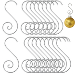 Set of 20 Silver Metal Wire Spiral Christmas Ornaments Hooks Hangers S-Shaped 1.96 Inches in Silver color