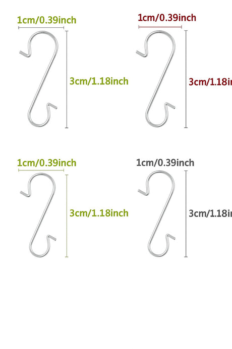 Set of 60 Silver Metal Wire Christmas Ornaments Hooks Hangers 1.16 Inches , dimensions in inches: 1.16 x 0.71 x 0.04