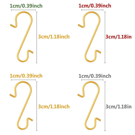 Set of 60 Gold Metal Wire Christmas Ornaments Hooks Hangers 1.16 Inches , dimensions in inches: 1.16 x 0.71 x 0.04