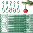Set of 60 Green Plastic Christmas Ornaments Hooks Hangers 1.8 Inches in Gold color