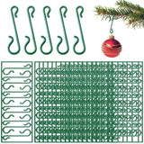 Set of 60 Green Plastic Christmas Ornaments Hooks Hangers 1.8 Inches in Gold color