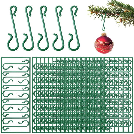 Set of 60 Green Plastic Christmas Ornaments Hooks Hangers 1.8 Inches in Gold color