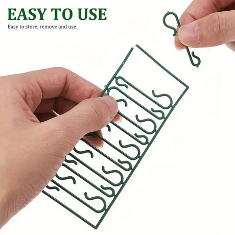 Set of 60 Green Plastic Christmas Ornaments Hooks Hangers 1.8 Inches , dimensions in inches: 1.16 x 0.71 x 0.04