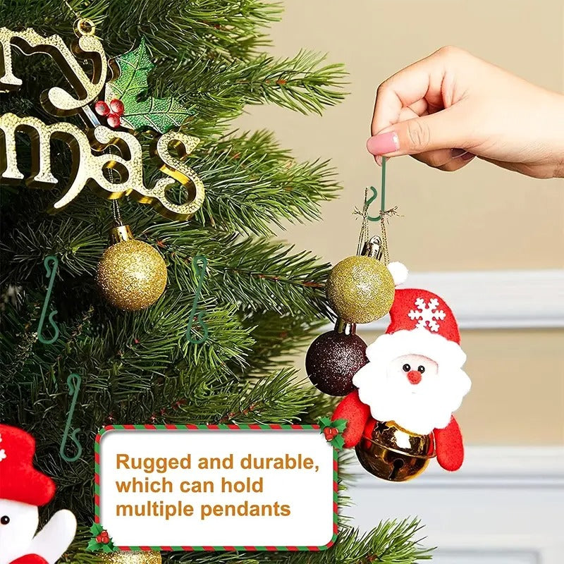 Set of 60 Green Plastic Christmas Ornaments Hooks Hangers 1.8 Inches