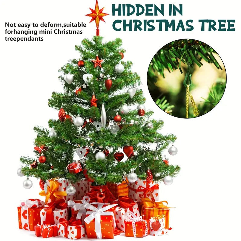Set of 60 Green Plastic Christmas Ornaments Hooks Hangers 1.8 Inches