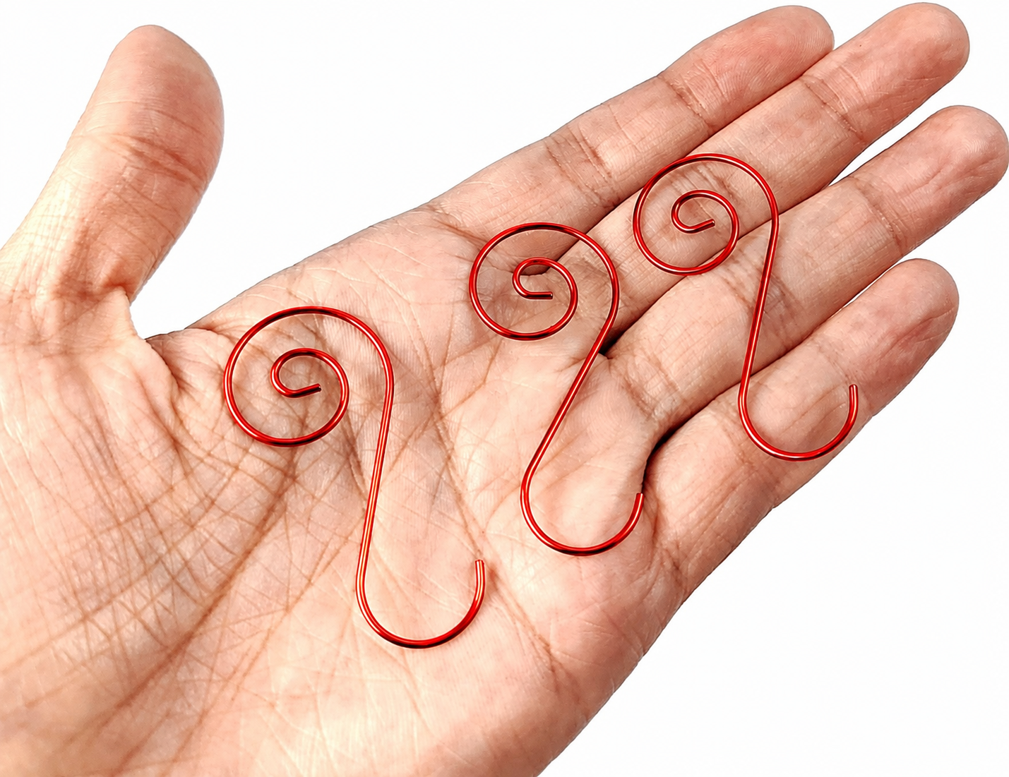 Set of 20 Red Metal Wire Spiral Christmas Ornaments Hooks Hangers S-Shaped 1.96 InchesChina , dimensions in inches: 1.96 x 0.9 x 0.04