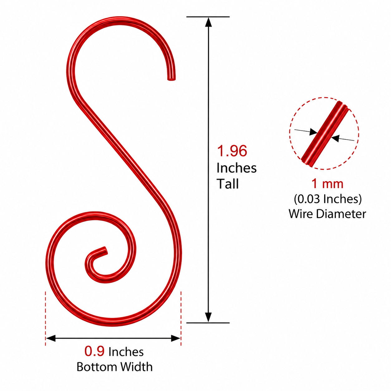 Shop Set of 20 Red Metal Wire Spiral Christmas Ornaments Hooks Hangers S-Shaped 1.96 Inches. Buy Hooks Red