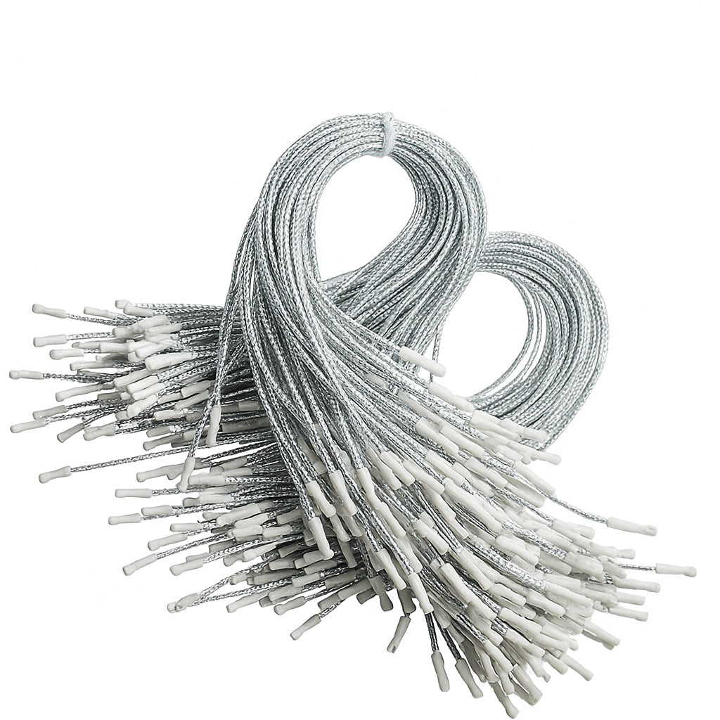 Set of 100 Silver Christmas Ornaments Cords Strings Hangers 7.9 Inches , dimensions in inches: 1.5 x 5.5 x 3.5