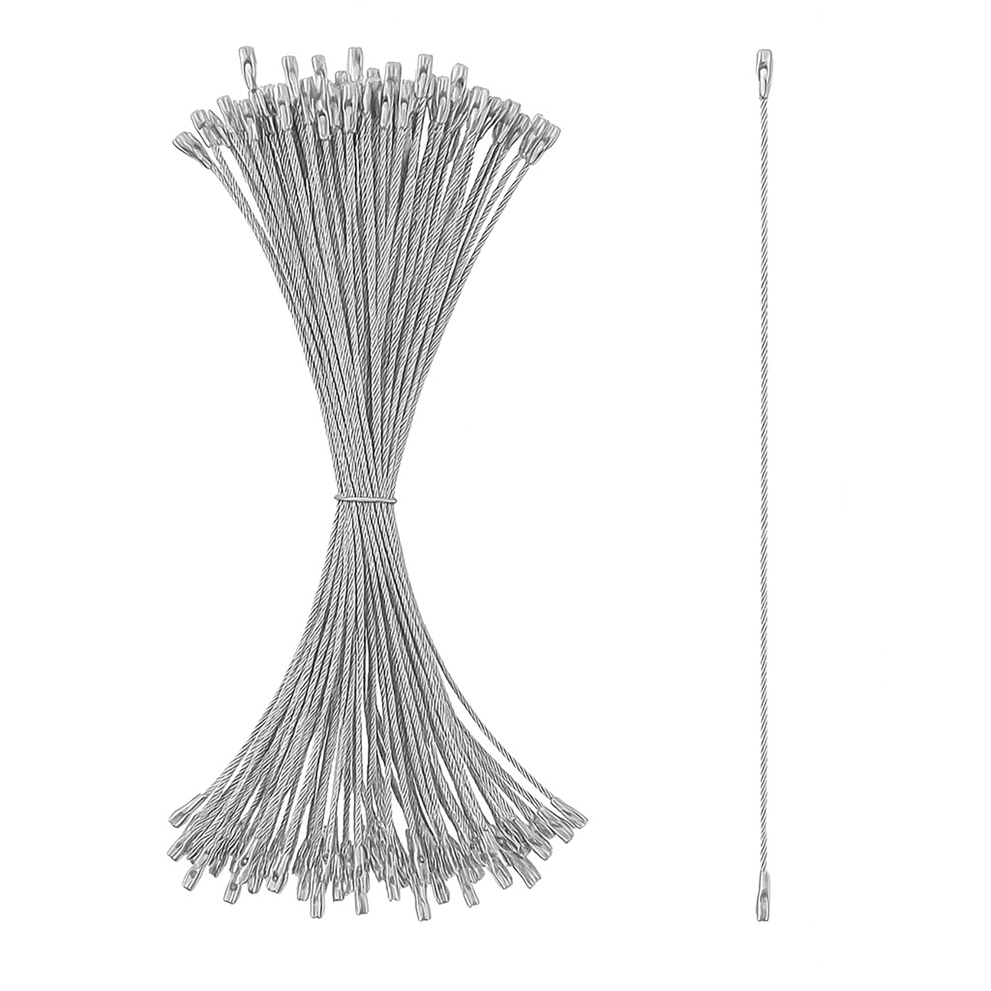 Set of 100 Silver Christmas Ornaments Cords Strings Hangers 7.9 Inches in Silver color