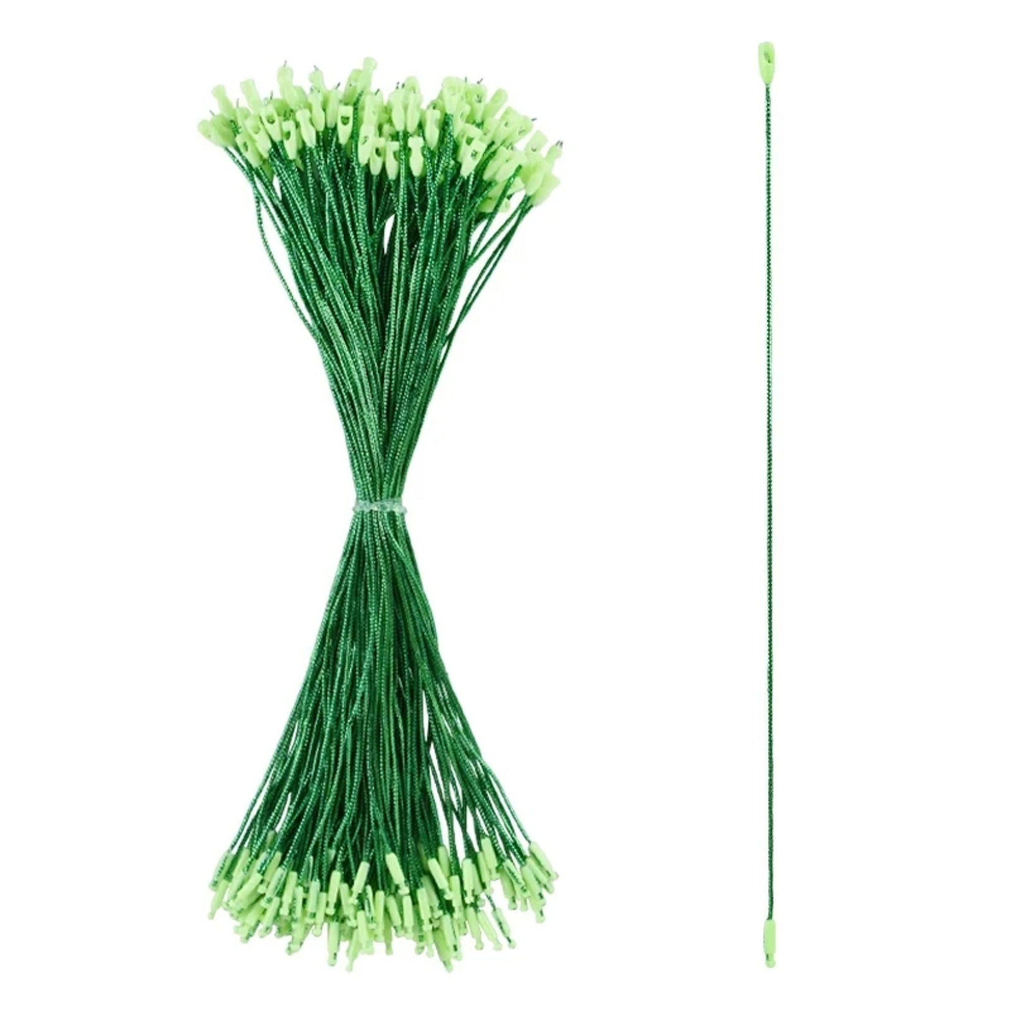 Set of 100 Green Christmas Ornaments Cords Strings Hangers 7.9 Inches in Green color