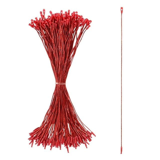 Set of 100 Red Christmas Ornaments Cords Strings Hangers 7.9 Inches in Red color