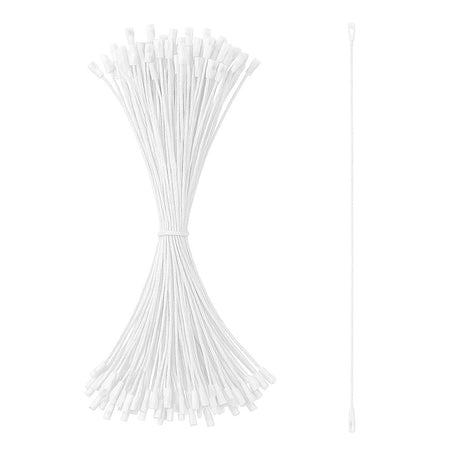 Set of 100 White Christmas Ornaments Cords Strings Hangers 7.9 Inches in White color