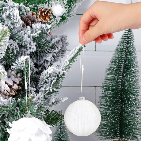 Set of 100 White Christmas Ornaments Cords Strings Hangers 7.9 Inches , dimensions in inches: 1.5 x 5.5 x 3.5
