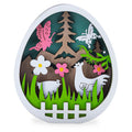 Egg Shape Spring Garden with Butterflies and Chicks Wooden Figurine in Multi color Oval
