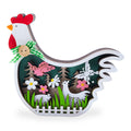 Chicken Shape Spring Garden with Butterflies and Chicks Wooden Figurine in Multi color
