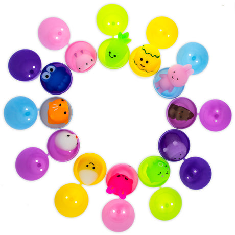 12 Multicolored Easter Plastic Eggs with Squishy Surprises Inside in  color Oval