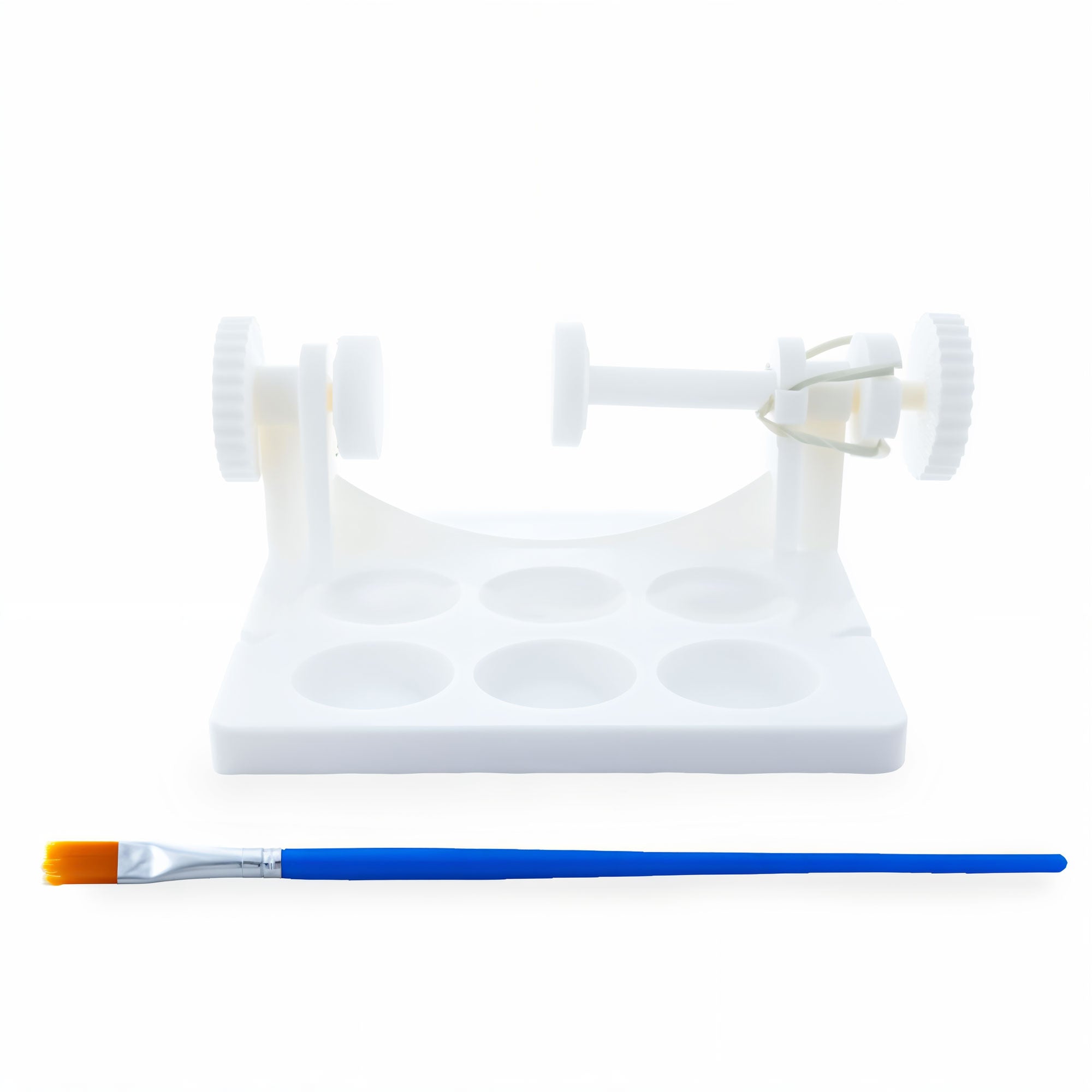Kids Mini Plastic Craft Lathe with Brush for Decorating Eggs in White color