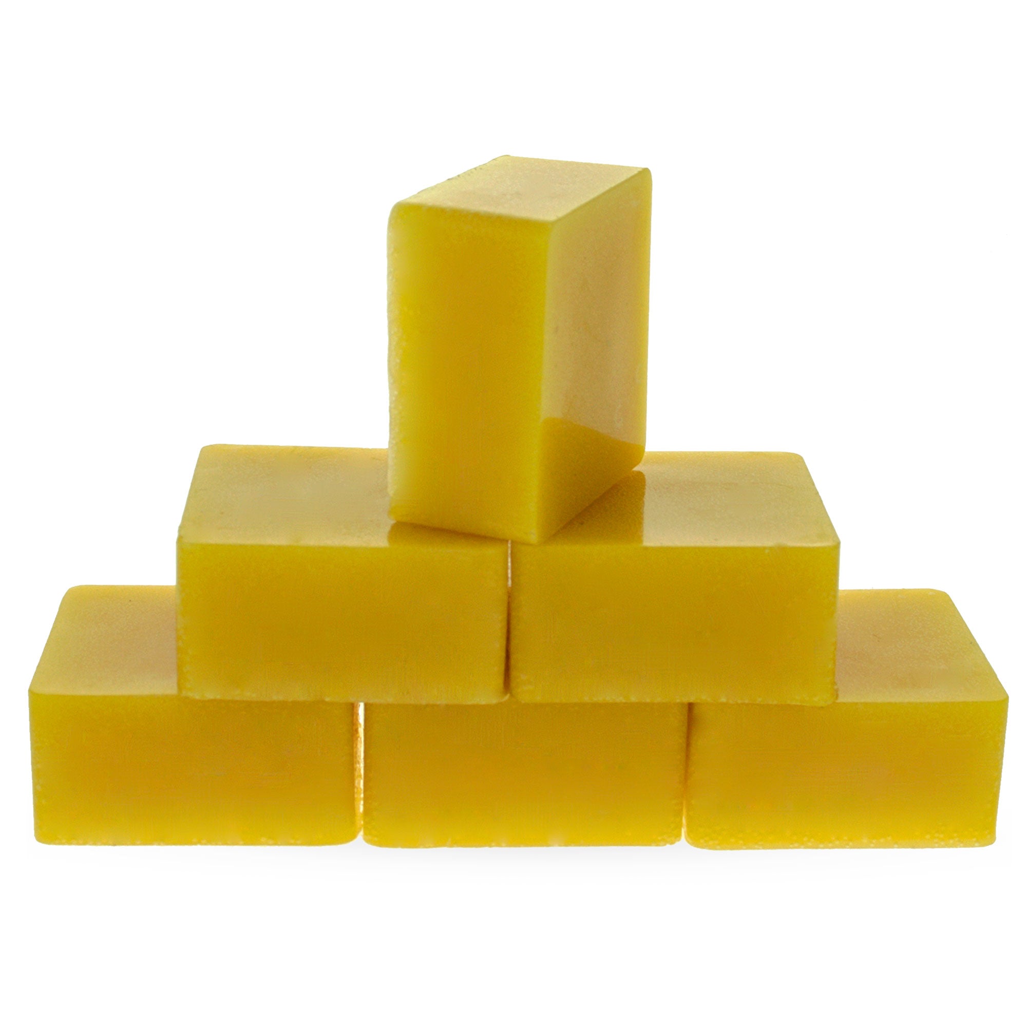 Set of 6 Yellow Color Triple Filtered Square Beeswaxes 2.4 oz in Yellow color Square