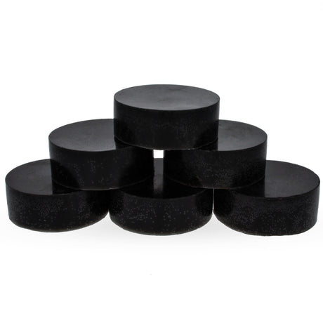 Set of 6Triple Filtered Black Circle Beeswaxes 4.8 oz in Black color Round
