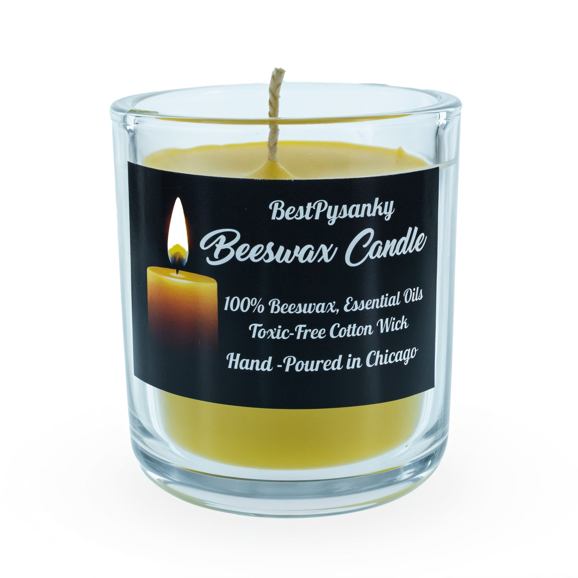 100% Pure Beeswax Handmade Candle Sweet Honey Smell 3 OZ in Yellow color