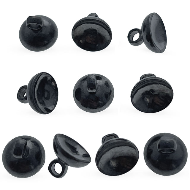 Pewter 10 Gunblack Tone Metal Ornament Caps - Egg Top Findings, End Caps 0.32 Inches in Black color Round