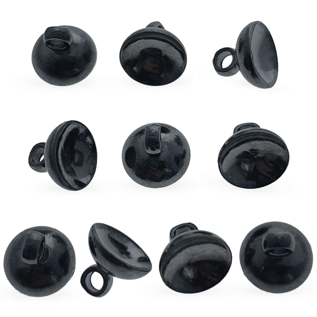 10 Globe Black Metal Ornament Caps - Ball or Egg Top Findings, End Caps 0.32 Inches (8 mm) in Black color Round