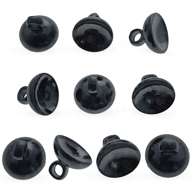 10 Globe Black Metal Ornament Caps - Ball or Egg Top Findings, End Caps 0.32 Inches (8 mm) in Black color Round