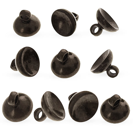 10 Bronze Tone Metal Ornament Caps - Egg Top Findings, End Caps 0.32 Inches in Brown color, Round shape