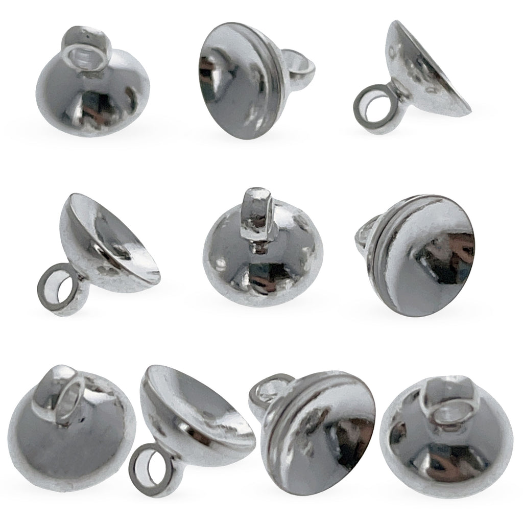 10 Globe Silver Metal Ornament Caps - Ball or Egg Top Findings, End Caps 0.32 Inches (8 mm) in Silver color Round