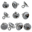 10 Silver Tone Metal Ornament Caps - Egg Top Findings, End Caps in Silver color, Round shape