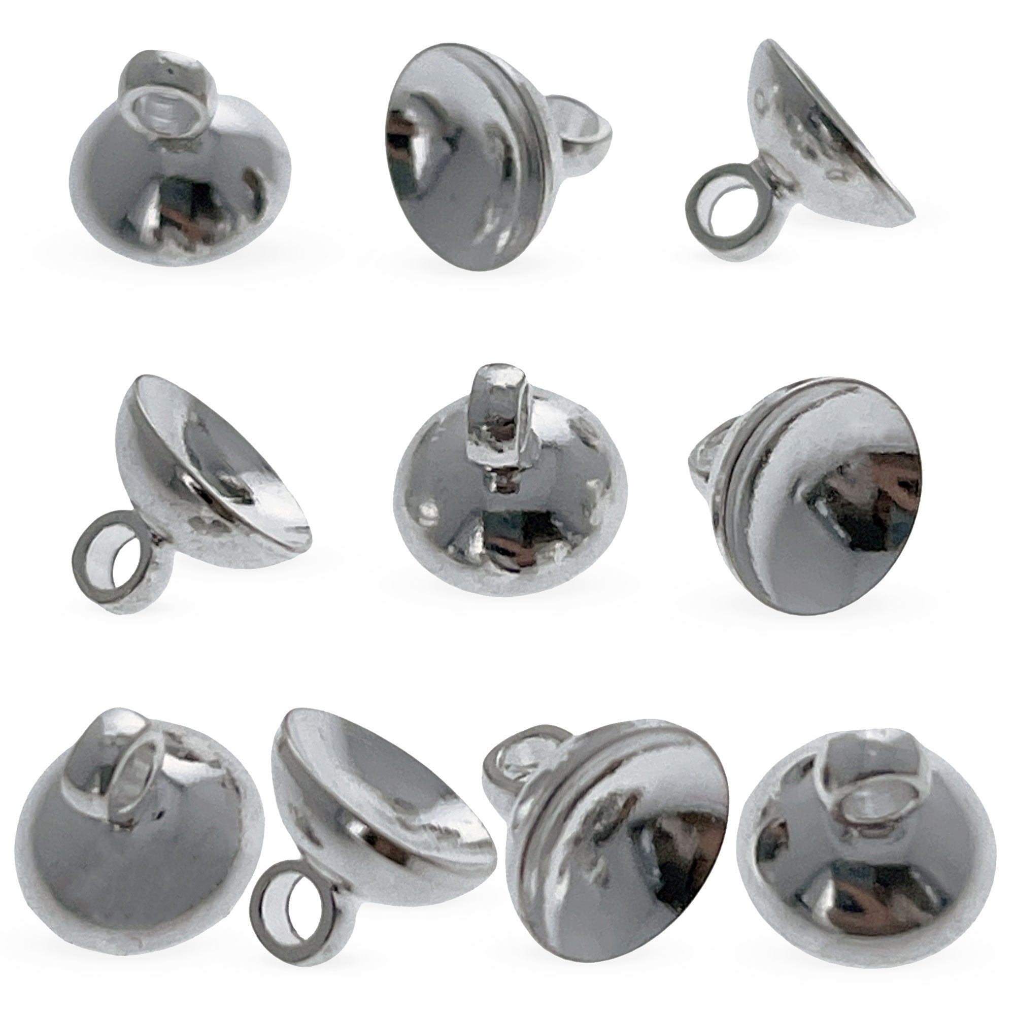 10 Globe Silver Metal Ornament Caps - Ball or Egg Top Findings, End Caps 0.32 Inches (8 mm) in Silver color Round