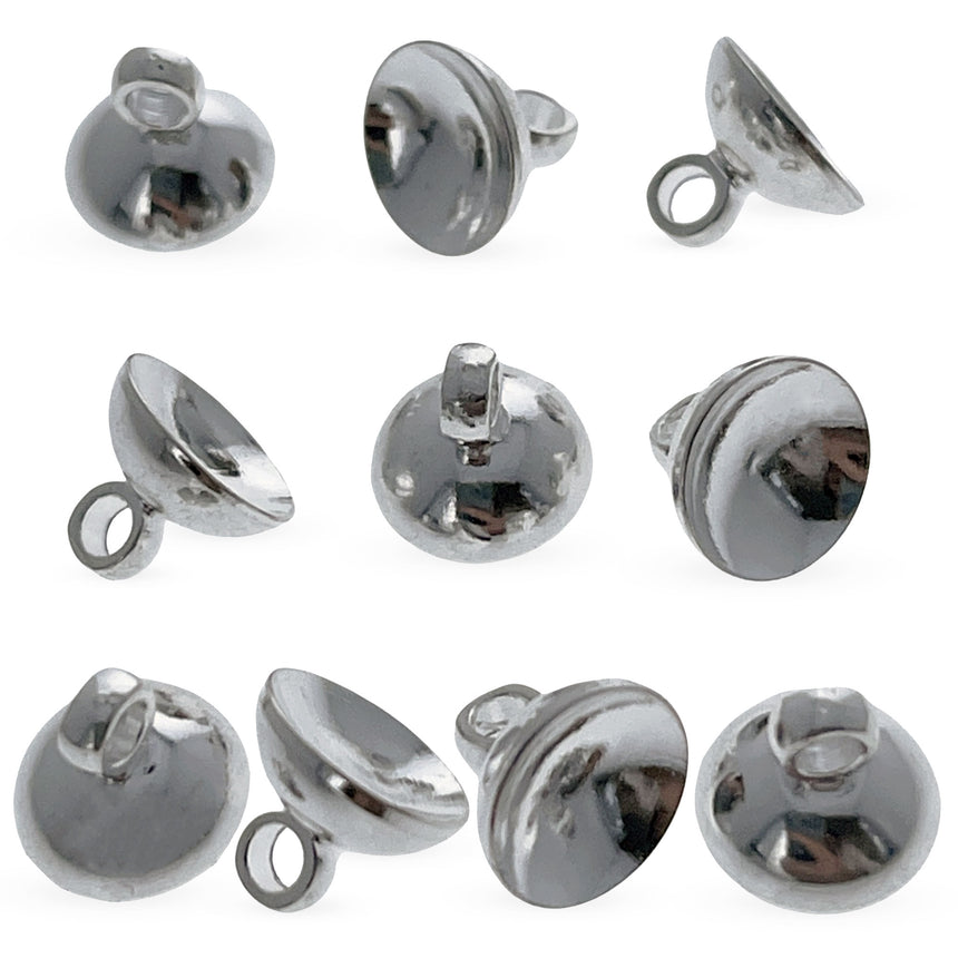 10 Globe Silver Metal Ornament Caps - Ball or Egg Top Findings, End Caps 0.32 Inches (8 mm) in  color Round