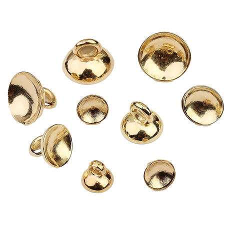 Pewter 10 Gold Tone Plastic Ornament Caps - Egg Top Findings, End Caps 0.38 Inches in Gold color Round